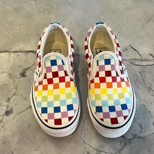 NWT rainbow checkerboard Vans kids size 13.5